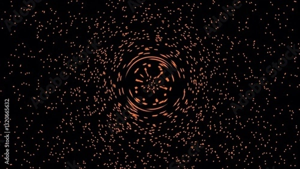 Fototapeta Stunning Cosmic Scene Featuring a Dark Black Hole Surrounded by a Brilliant Blue Accretion Disk and a Distant Planet Against a Starry Background