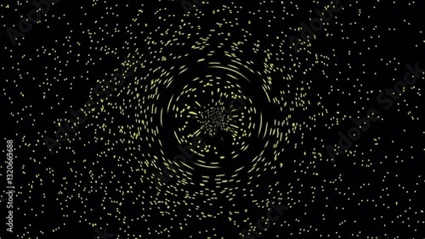 Fototapeta Stunning Cosmic Scene Featuring a Dark Black Hole Surrounded by a Brilliant Blue Accretion Disk and a Distant Planet Against a Starry Background