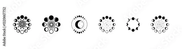 Fototapeta Crescent Moon Phase Path  Illustration