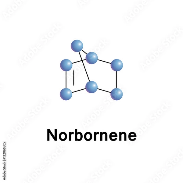 Fototapeta Norbornene or norbornylene or norcamphene is a bridged cyclic hydrocarbon. The molecule carries a double bond which induces significant ring strain and significant reactivity.