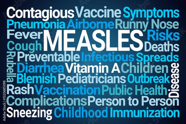 Obraz Measles Word Cloud on Blue Background