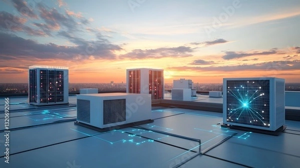 Obraz Sustainable HVAC System with Smart Sensors and Cloud-Based Monitoring