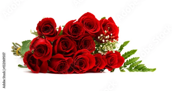Obraz red rose bouquet isolated on white background