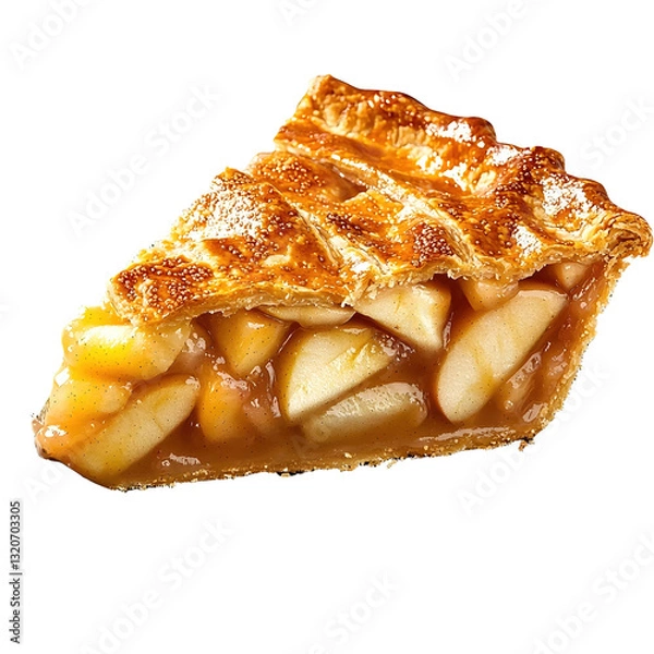 Fototapeta slice of apple pie with flaky crust, warm and inviting, perfect for dessert