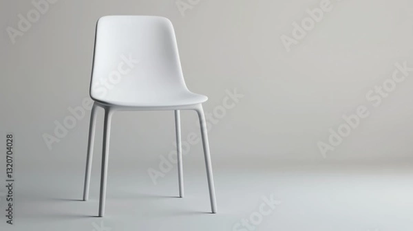 Fototapeta Simple White Chair Isolated on Clean Background for Furniture Design