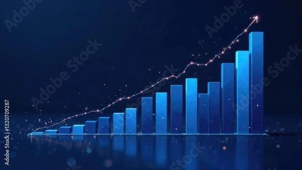 Obraz Graphs and diagrams showing the growth of technology, free space for textм