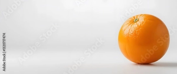 Fototapeta Photo A Bright Orange Orange Placed On A Clean White Surface With A White Background. The Lighting Is Soft And Even, Highlighting The Texture Of The Orange Peel.