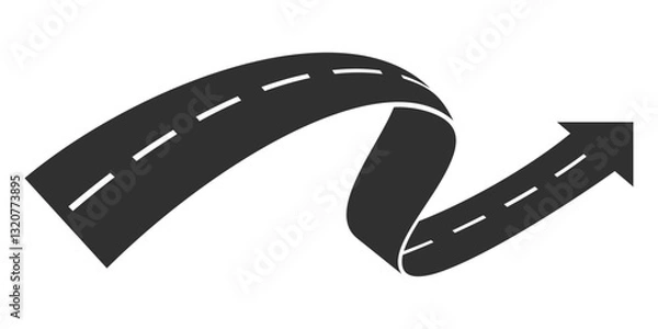 Fototapeta Flat Simple 3D Abstract Asphalt Road Or Winding Way Arrow Vector Illustration Element