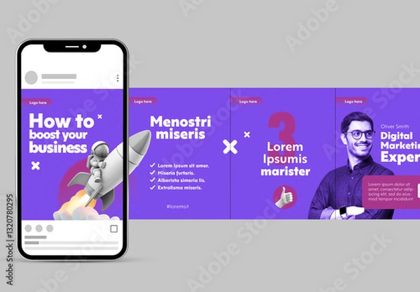 Fototapeta Minimal Purple Style Multipurpose Social Media Carousel