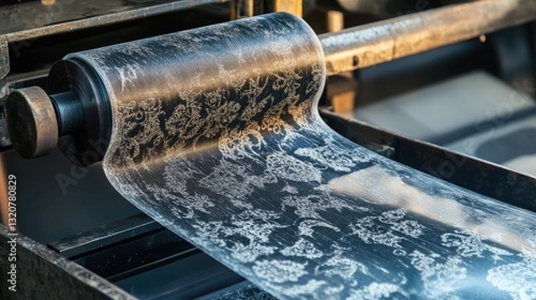 Obraz A textile printing machine applying intricate patterns to fabric.