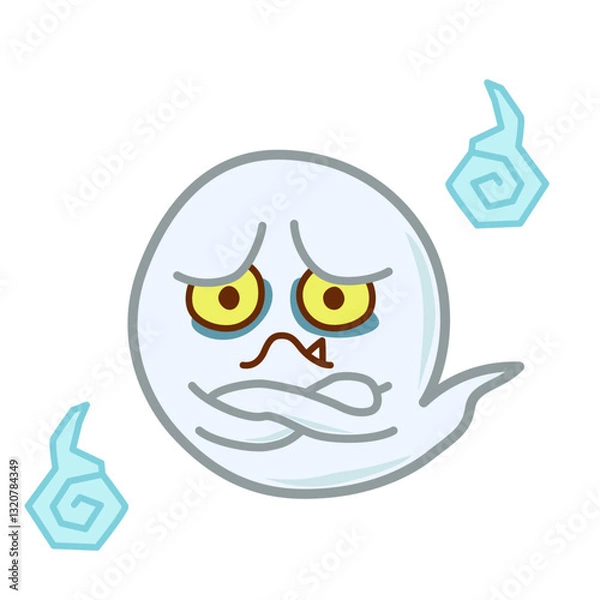 Obraz 腕組みした怖い目つきのおばけのイラスト