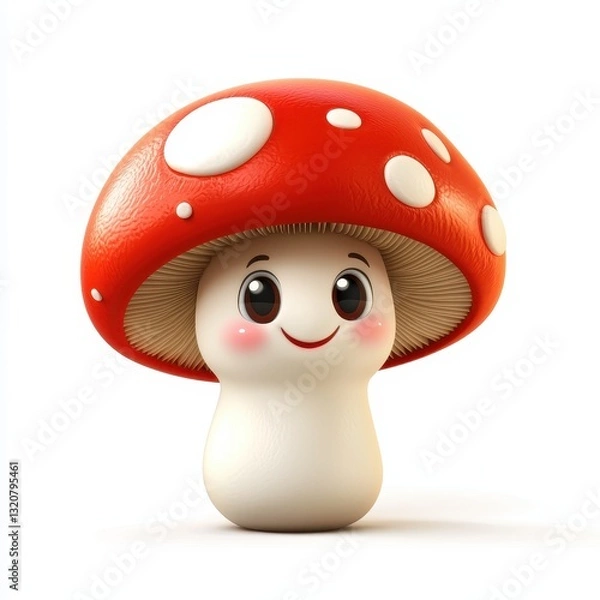 Obraz Playful Mushroom With Big Happy Eyes And A Cute Expression Isolated On White Background