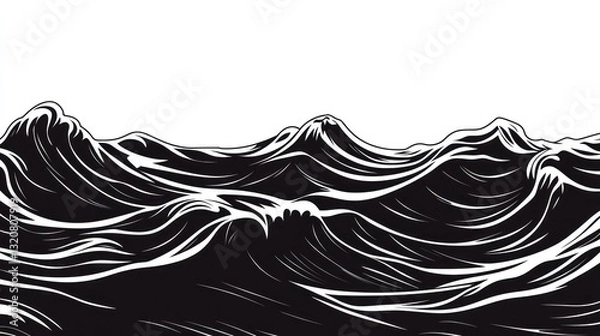 Obraz Abstract black and white ocean waves (5)
