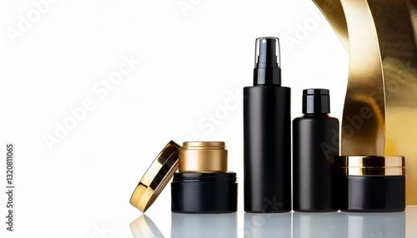 Fototapeta 블랙과 골드 포인트의 럭셔리한 화장품 용기가 고급스러운 느낌을 주는 이미지