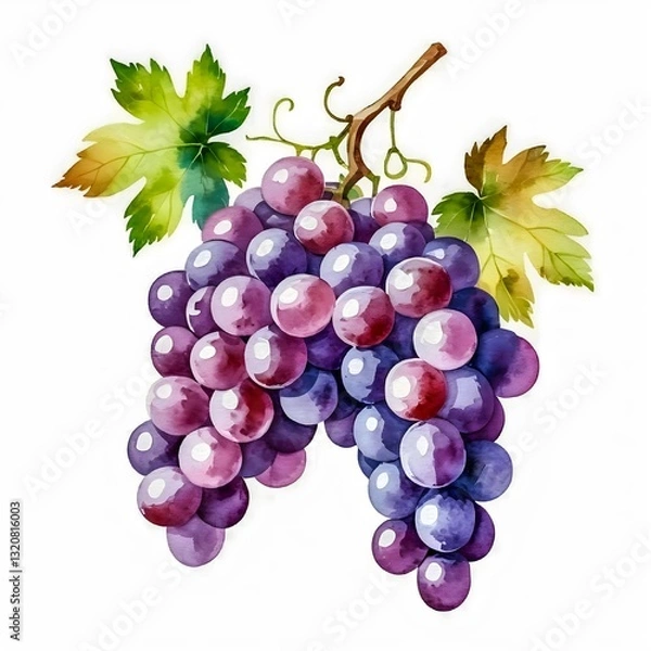 Obraz A fresh bunch of ripe red grapes, a sweet and juicy fruit isolated on white