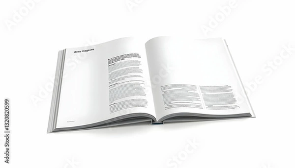 Fototapeta Open Book with Blank and Text Pages on a White Background