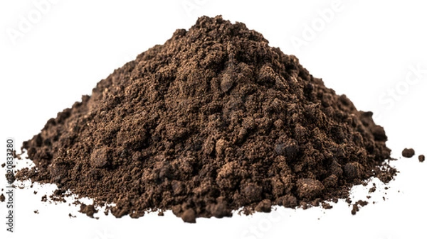 Obraz A natural pile of soil with humus cascading down, isolated on a transparent background, emphasizing the richness of the soil.