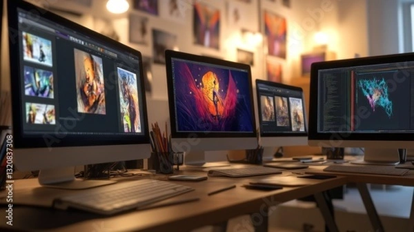 Obraz Graphic design computers in a modern studio