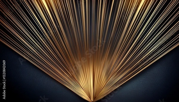 Fototapeta Abstract background. Background with delicate, golden Art Deco lines on a dark background – stylish, elegant, full of class.
