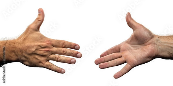 Fototapeta A Close-Up Image of Two Hands Reaching Out to Shake, Symbolizing Partnership, Collaboration, Agreement, and Unity.  A Gesture of Connection and Understanding.