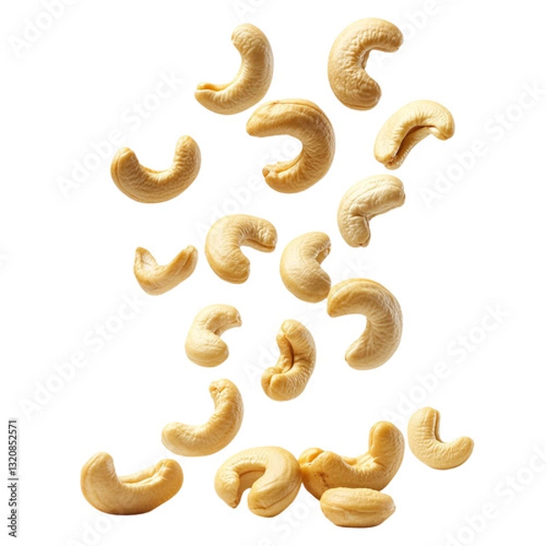 Obraz Falling cashew nuts isolated on transparent background
