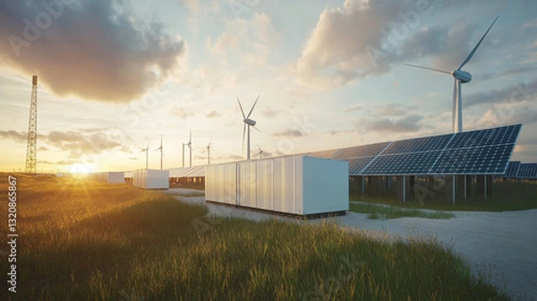 Fototapeta Advances in energy storage technologies are making renewable energy more reliable, enabling the efficient use of power generated from intermittent sources like wind and solar.
