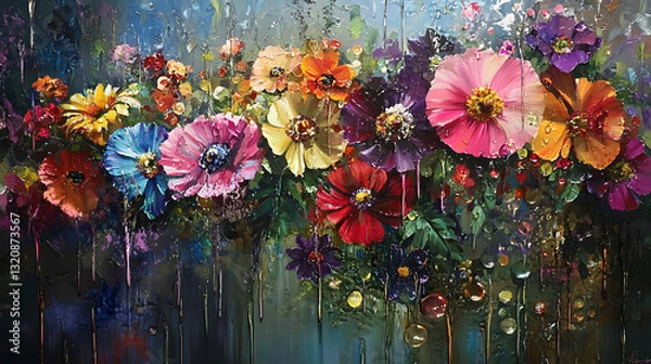 Obraz Colorful flowers blooming in a vibrant garden and market