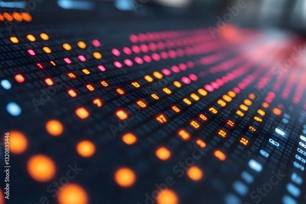 Fototapeta Abstract Digital Data Visualization with Glowing LED Lights for Tech Design