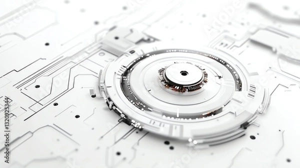 Fototapeta Abstract Futuristic Technology with Digital Circuits on a White Background