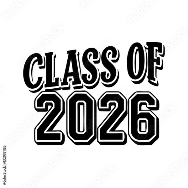 Fototapeta Editable Class of 2026 Block Letter Badge