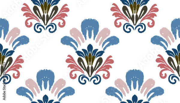 Fototapeta geometric ethnic vintage texture vector art design. textile fashion pattern line ikat seamless pattern and batik fabric texture asian background wallpaper geometry indian. Ethnic abstract ikat art .
