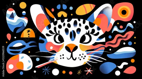 Fototapeta Abstract Feline Portrait: A Celebration of Color and Form