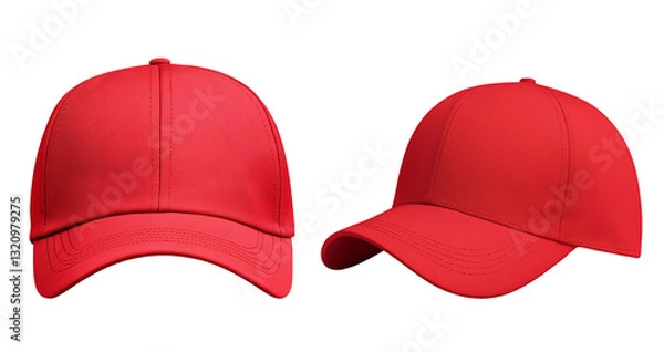 Fototapeta Red cap mockup on transparent, ai generated..