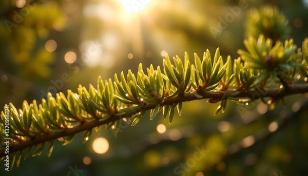 Obraz Close-up of Pine Tree – Detailed View of Pine Needles and Natural Texture