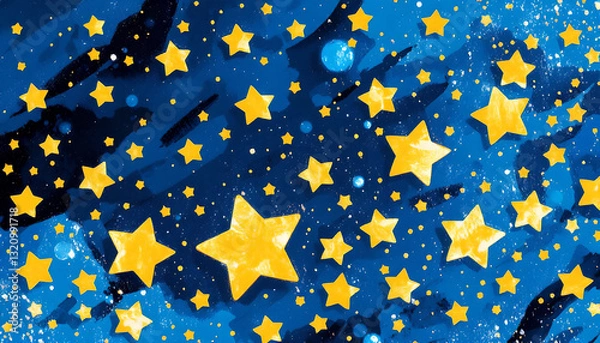 Obraz Seamless Pattern with Stars – A Continuous Starry Design