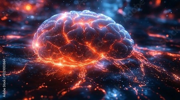 Obraz Abstract futuristic brain with energy surges and luminous patterns