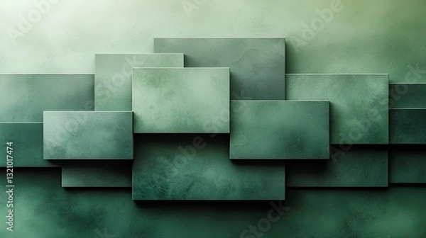 Obraz Abstract geometric shapes, layered textures, green tones, digital art, background image