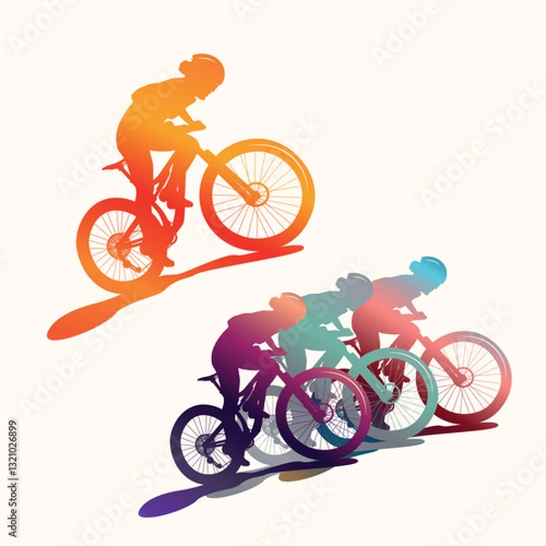Obraz Gradient retro silhouette of a cyclist for sport bunner