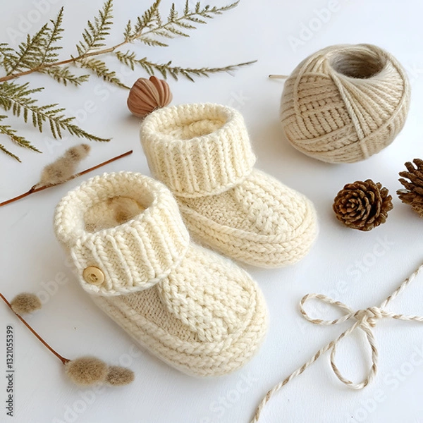 Obraz knitting yarn and knitting needles