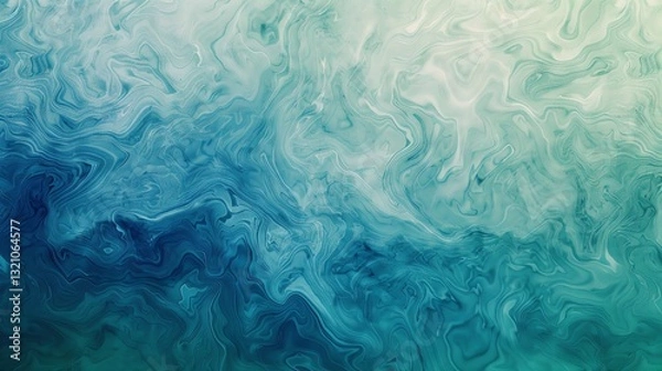 Fototapeta Abstract background with marbled blue and white liquid swirls.