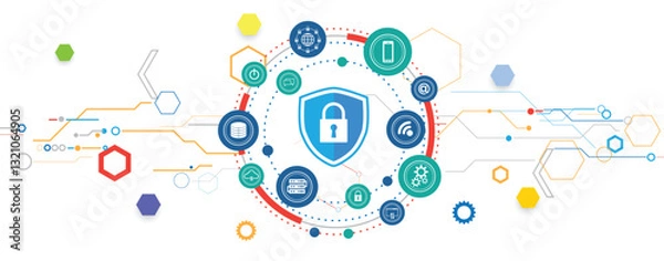 Obraz Cyber security  concept with padlock technology service