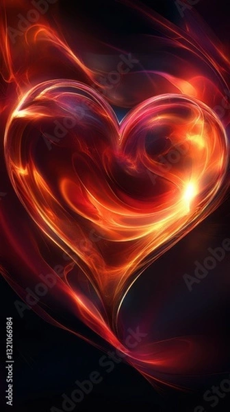 Fototapeta Abstract heart design with warm colors representing love and passion in a digital art style
