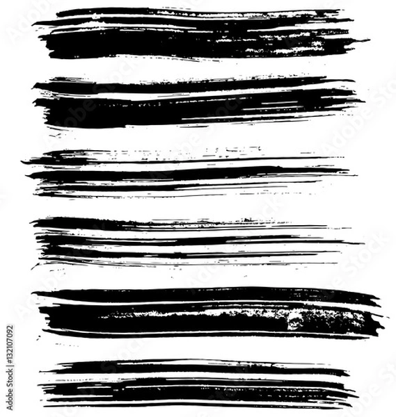 Fototapeta Black ink vector brush strokes. Vector illustration. Grunge texture.
