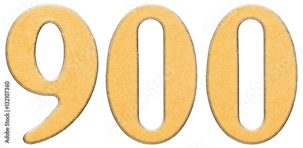 Fototapeta 900, nine hundred, numeral of wood combined with yellow insert,