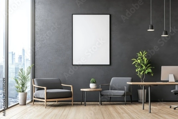 Obraz Modern office lounge area with city view (1)