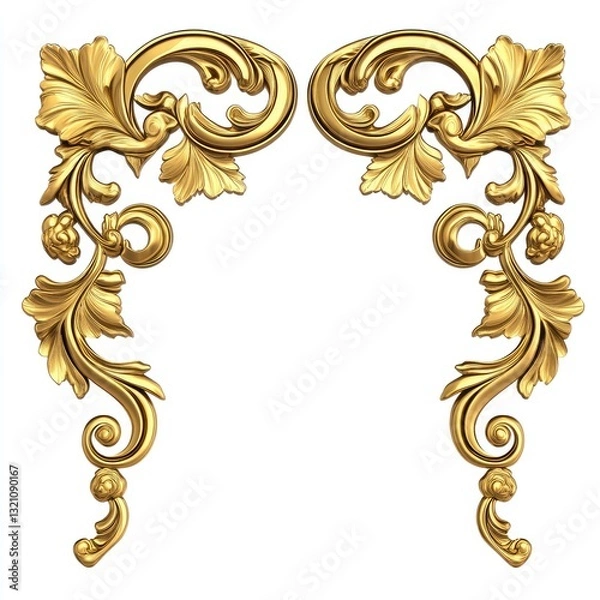 Fototapeta Ornate gold decorative corner elements
