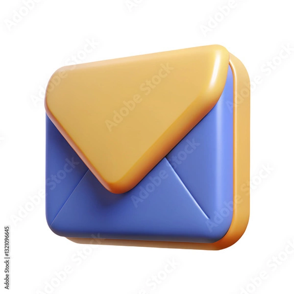 Fototapeta envelope icon message box icon email icon plastic 3D render, 3D icon, email envelope, 