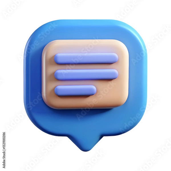 Fototapeta got a message icon chat icon plastic 3D render 3D speech bubble icon, 3D illustration
