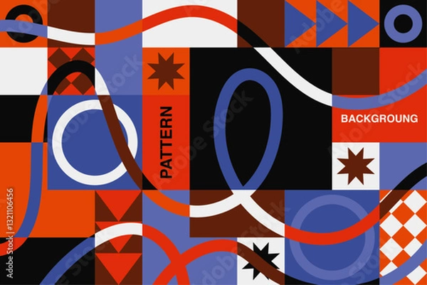 Fototapeta Pattern abstrait composé de formes géométriques. Un arrière-plan vectoriel de style moderne, affiches, flyers, bannières pour festivals