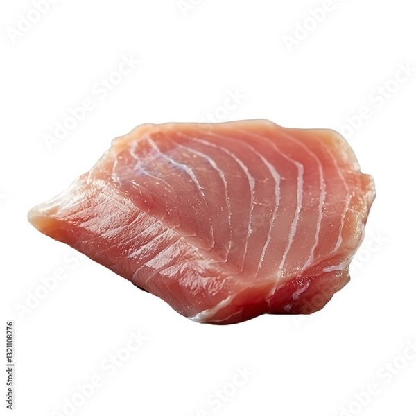 Fototapeta A fresh slice of raw tuna steak with distinctive marbling, set, ideal for culinary presentations. isolated on white background and transparent background